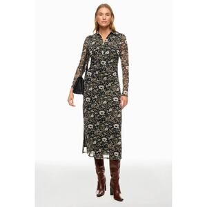 Madewell Chandra Midi Dress Tie Shoulder Smocked Bodice Tiered Skirt Sz S